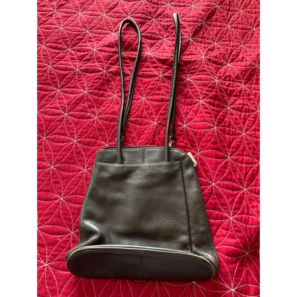 Clarks England Brown Leather Shoulder Bag Purse Zip Top Everyday Handbag